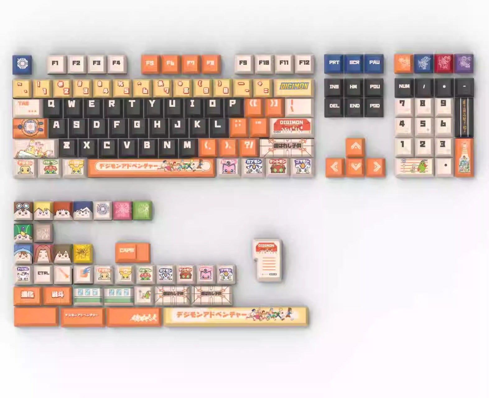 Digimon Theme Series, PBT material, sublimation technology, animation cartoon decoration keycap set