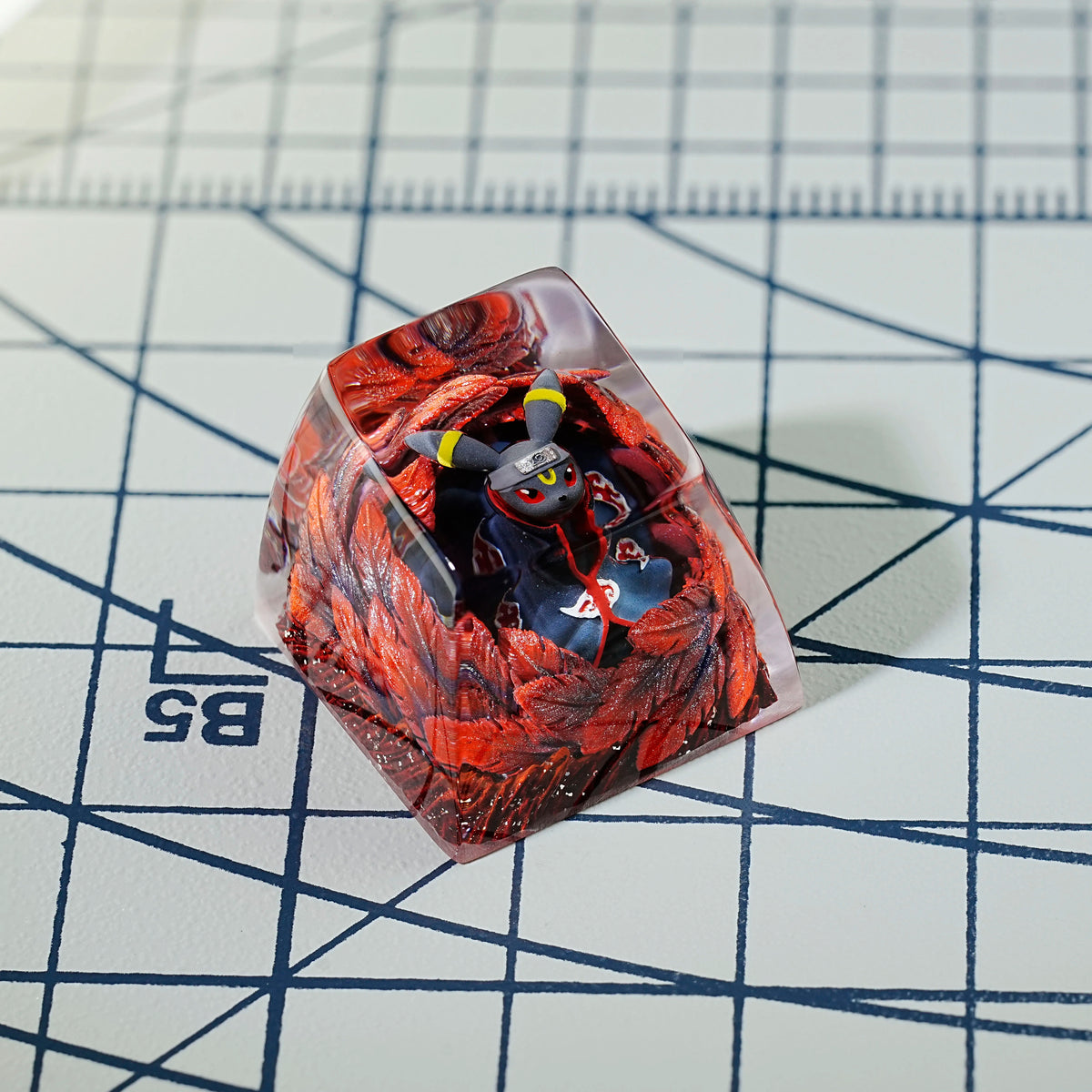 Umbreon Fusion NARUTO Fusion Akatsuki Crystal Resin Keycaps Original Design Personalized Keycaps, Anime Game Culture Creative Keycaps Mechanical Keyboard Cartoon Decorative Keycaps