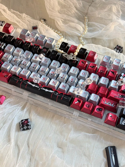 Vampire Earl theme,Dracula， Metallic paint texture PBT material, horror monster movie legend original factory height mechanical keyboard decorative keycap set，anime keycap set suitable for 61/64/68/75/84/87/104 Key Mechanical Keyboard