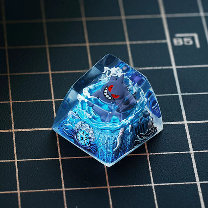 Pok é mon, flash Gengar coating and sealing design, Crystal Resin Personalized Keycaps, Anime Game Culture Creative Resin Keycaps, Mechanical Keyboard Art Decorative Keycaps
