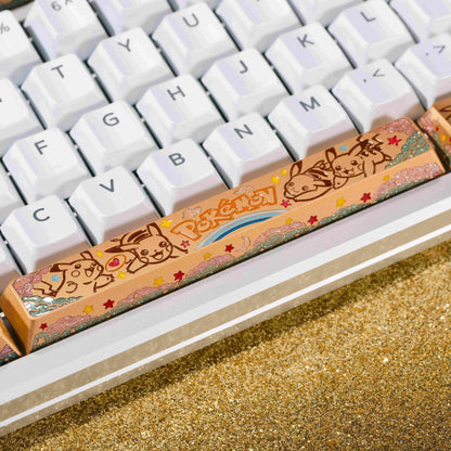 Pok é mon series, Pikachu themed design, keycaps made of aluminum alloy material CNC integrated precision machining personalized keycaps, mechanical keyboard decorative keycaps