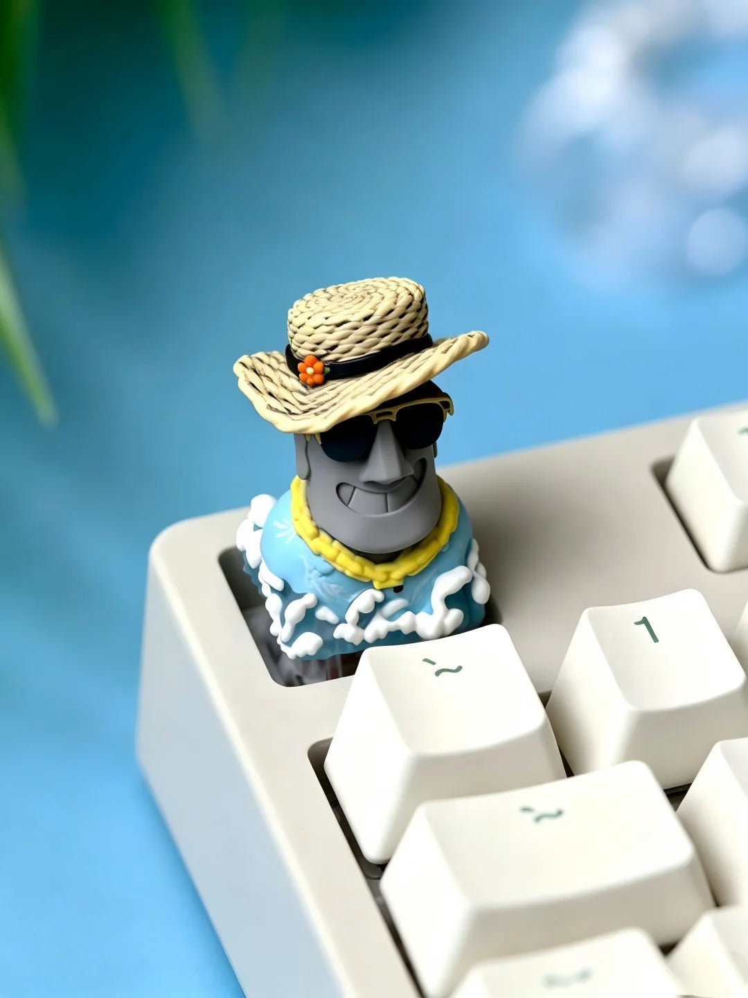 Easter Island，Moai， Multi colored resin molded personalized keycaps, cartoon image holiday style decorative keycaps, mechanical keyboard artistic keycaps