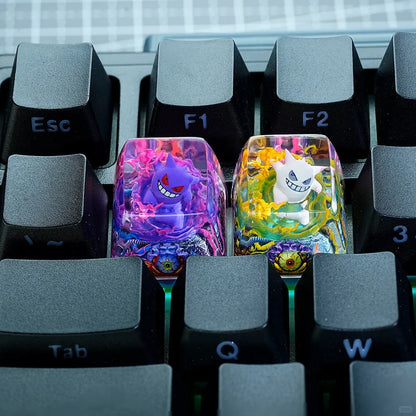 Pok é mon, Gengar coating and sealing design, Crystal Resin Personalized Keycaps, Anime Game Culture Creative Resin Keycaps, Mechanical Keyboard Art Decorative Keycaps