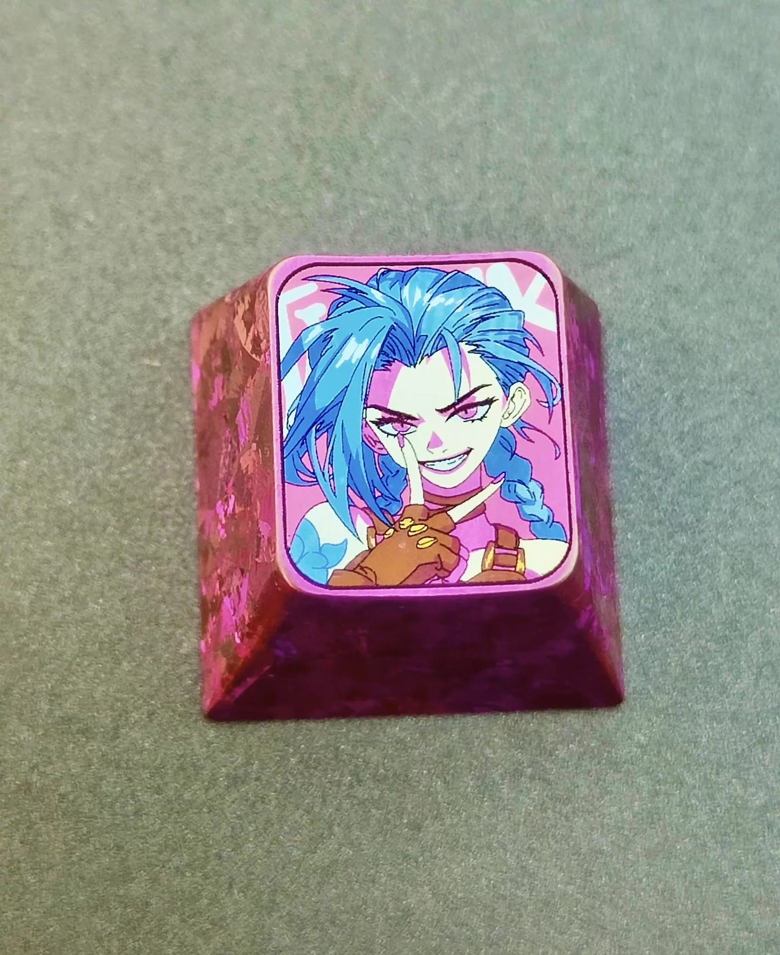 LOL,Jinx 1U titanium alloy personalized keycaps, anime and game cultural creative keycaps, mechanical keyboard decorative keycaps