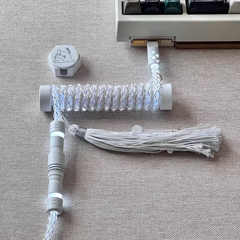 Single crystal copper spiral wire - white light overall white light aviation plug mechanical keyboard custom data cable