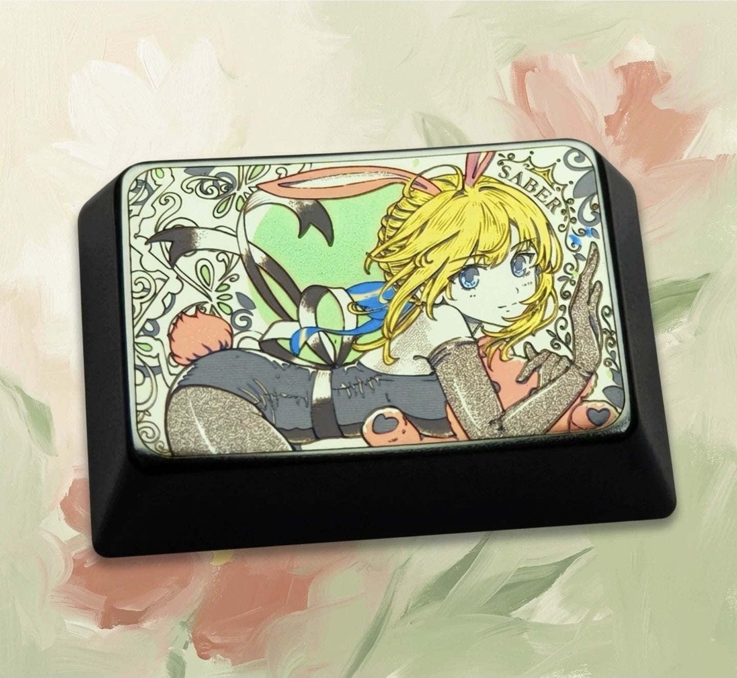 Saber Rabbit Girl design, 1.5U titanium alloy personalized keycaps, anime and game cultural creative keycaps, mechanical keyboard decorative keycaps