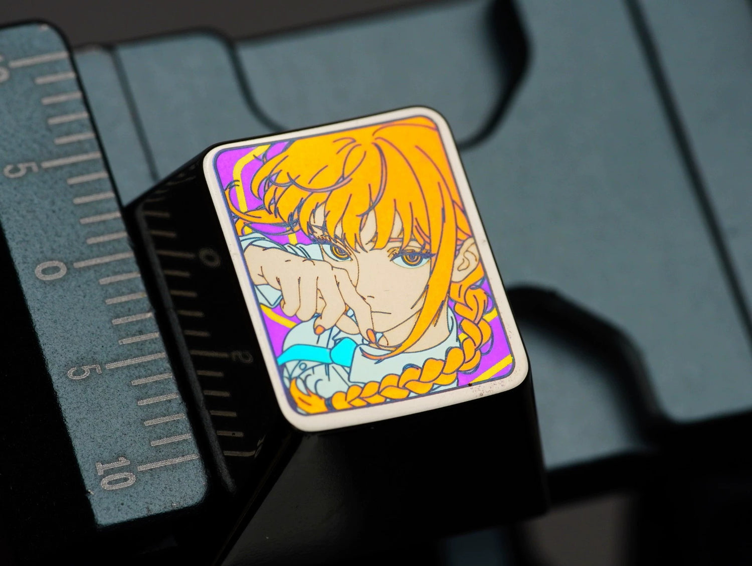Chainsaw Man series, 1U titanium alloy personalized keycaps, anime and game mechanical keyboard metal decorative keycaps， Anime Metal Art Keycaps