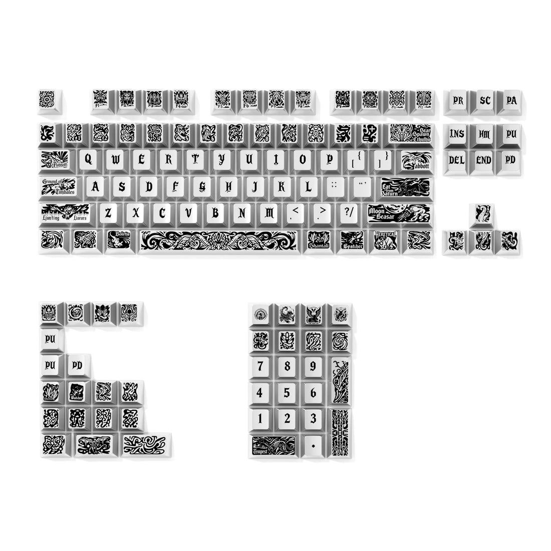 Ancient God, Cthulhu themed design, metallic paint texture, PBT material personalized keycap set, creative decorative keycap set, compatible with 61/64/68/75/84/87/104 mechanical keyboard replacement keycap