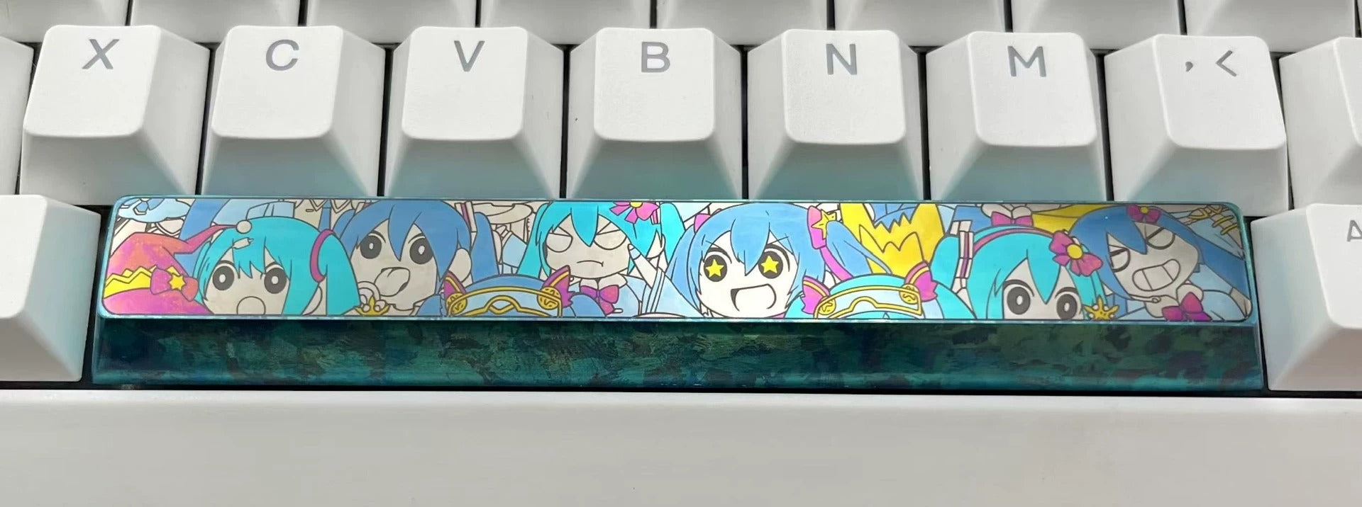Hatsune Miku, titanium alloy 6.25U space bar, cartoon music icon image design creative key cap, mechanical keyboard decorative key cap