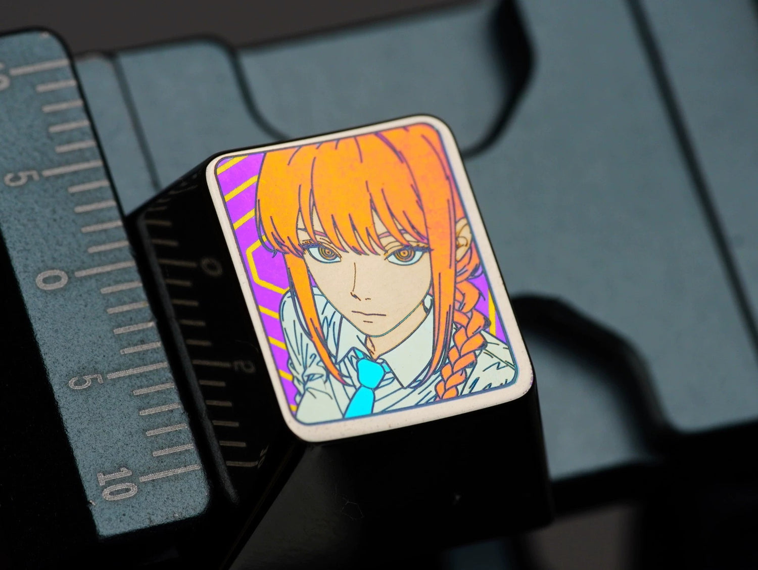 Chainsaw Man series, 1U titanium alloy personalized keycaps, anime and game mechanical keyboard metal decorative keycaps， Anime Metal Art Keycaps