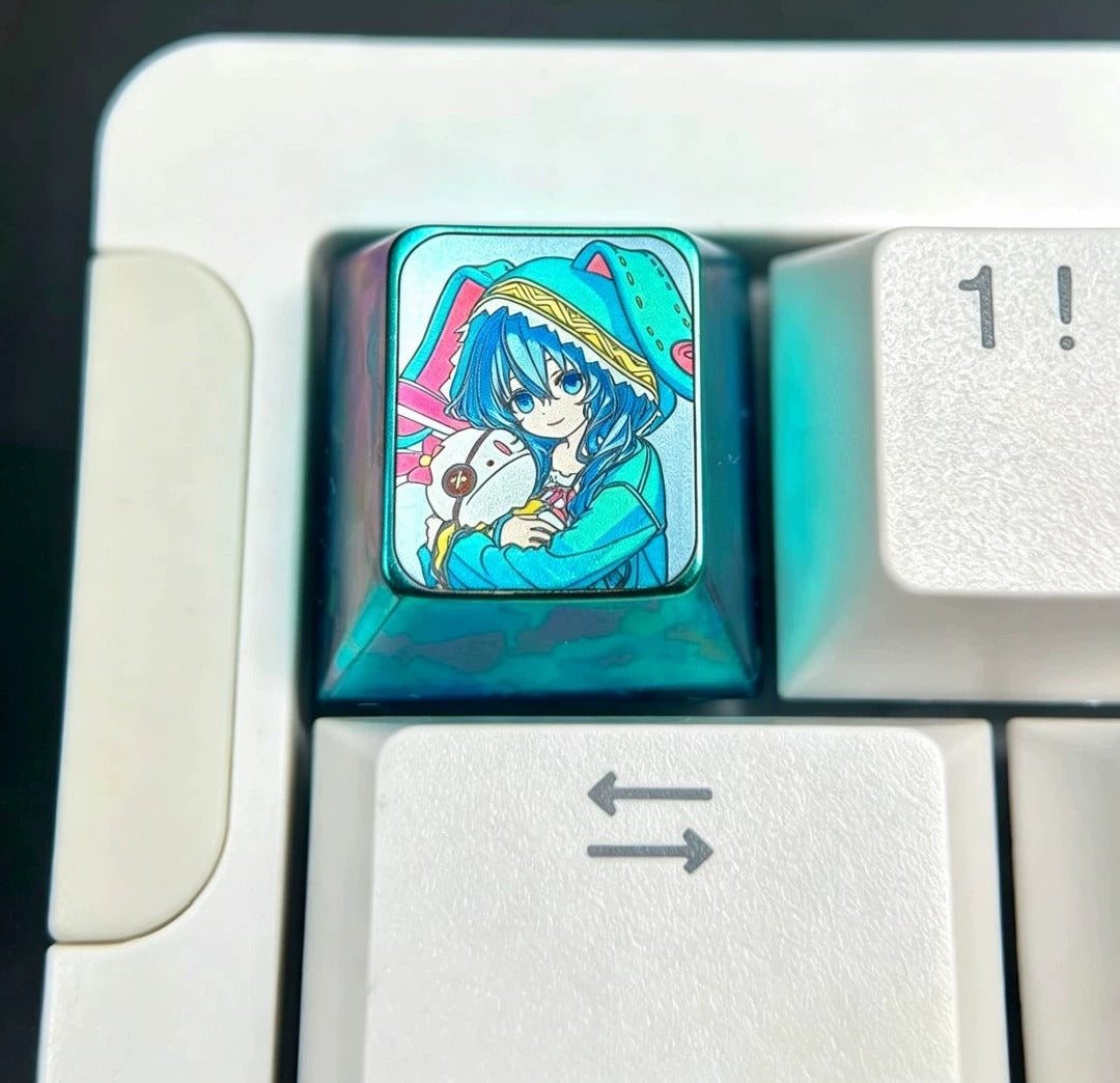 ‌DATE A LIVE ，Himekawa Yoshino 1 U titanium alloy personalized keycaps, anime and game cultural creative keycaps, mechanical keyboard decorative keycaps