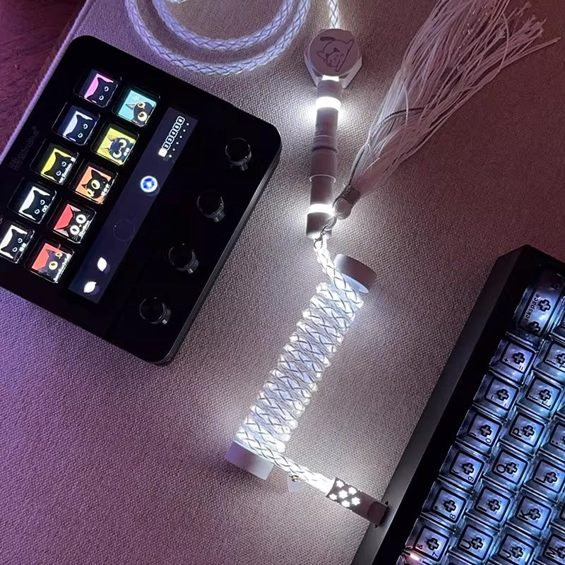 Single crystal copper spiral wire - white light overall white light aviation plug mechanical keyboard custom data cable