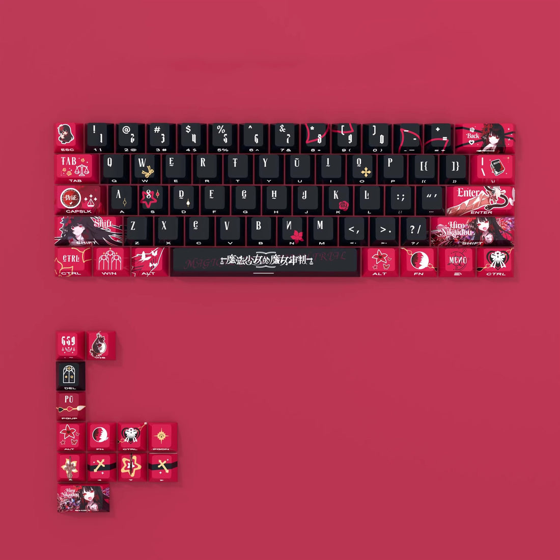 Magical Girl Witch Trial, Hiro theme, PBT material personalized keycap set keycaps, anime character creative peripheral keycaps