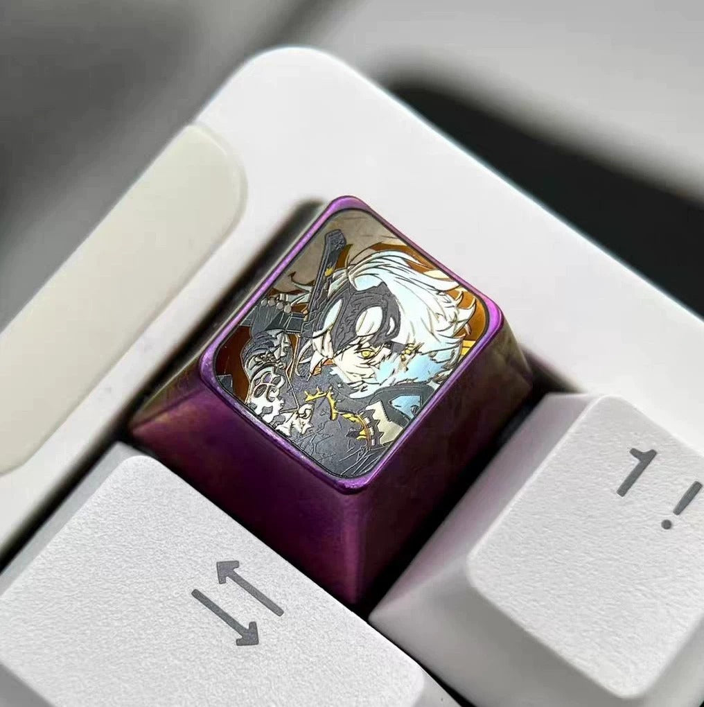 Fate/Samurai Remnant, Joan of Arc, 1U titanium alloy personalized keycaps, anime and game cultural creative keycaps, mechanical keyboard decorative keycaps