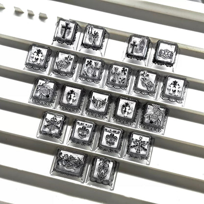 Gothic style, CH crystal resin added keycaps, mechanical keyboard decorated with personalized keycaps
