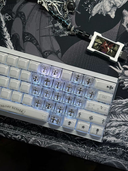 Gothic style, CH crystal resin added keycaps, mechanical keyboard decorated with personalized keycaps