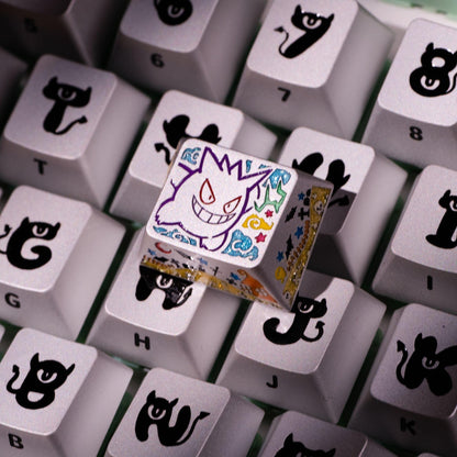 Pok é mon series, Gangar themed design, 17 key set, keycaps made of aluminum alloy material CNC integrated precision machining personalized keycaps, mechanical keyboard decorative keycaps