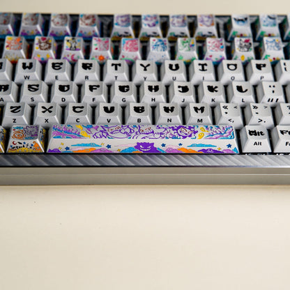 Pok é mon series, gengar themed design, keycaps made of aluminum alloy material CNC integrated precision machining personalized keycaps, mechanical keyboard decorative keycaps