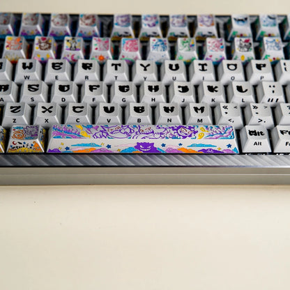 Pok é mon series, gengar themed design, keycaps made of aluminum alloy material CNC integrated precision machining personalized keycaps, mechanical keyboard decorative keycaps