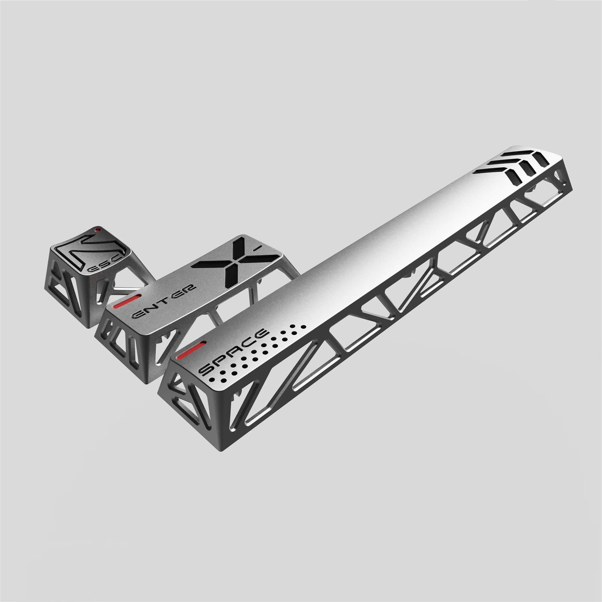 Hollow aluminum alloy CNC, enter key+space key+ESC key set, simple and unique design with personalized keycaps