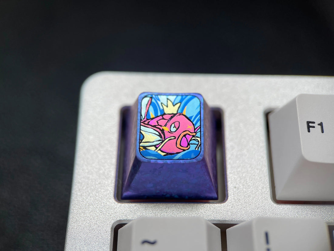 Pok é mon, Magikarp, colorful titanium alloy keycaps, personalized keycaps, mechanical keyboard decorative keycaps.