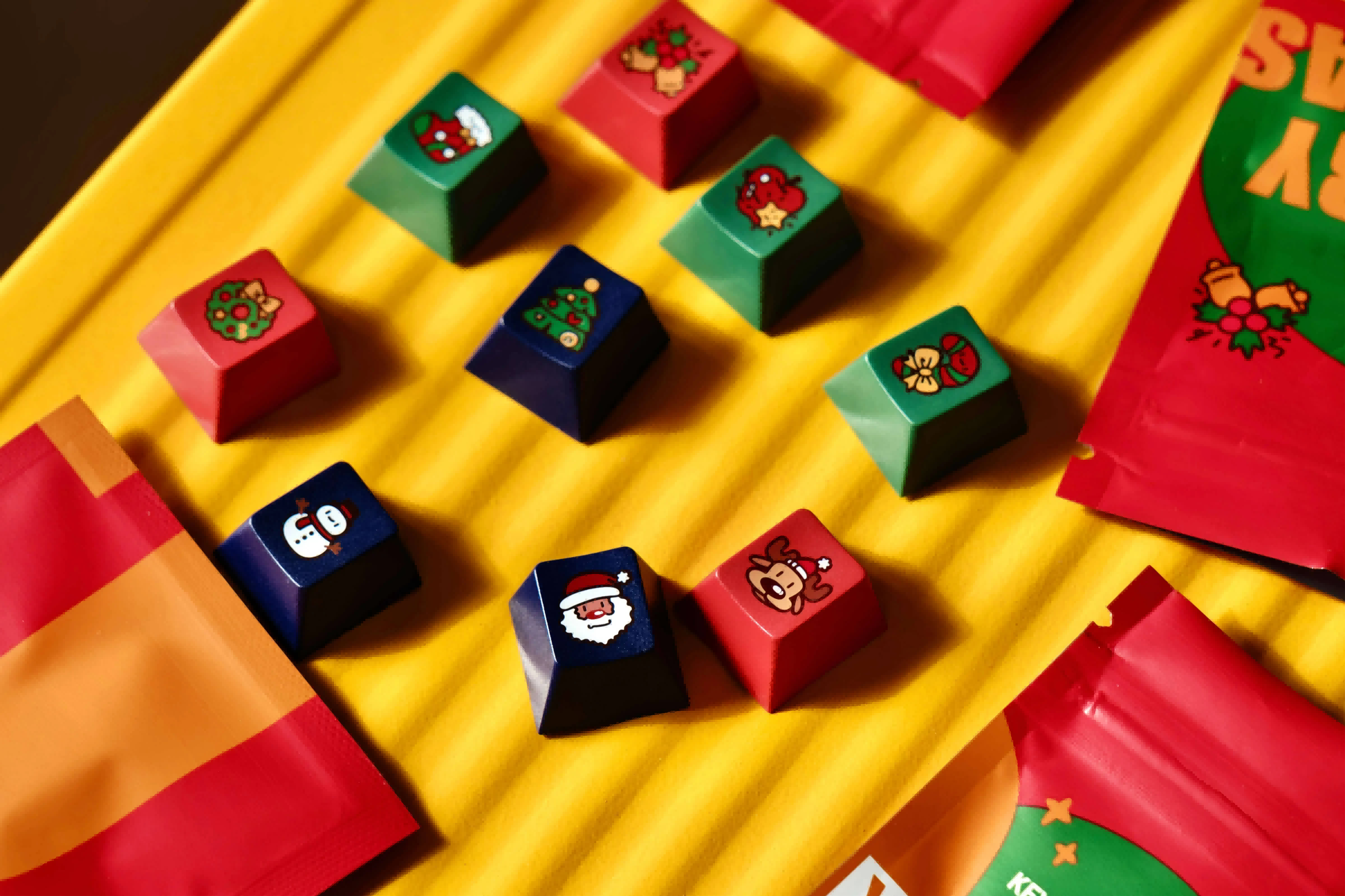 Merry Christmas, 9 pieces per set, PBT material UV printing